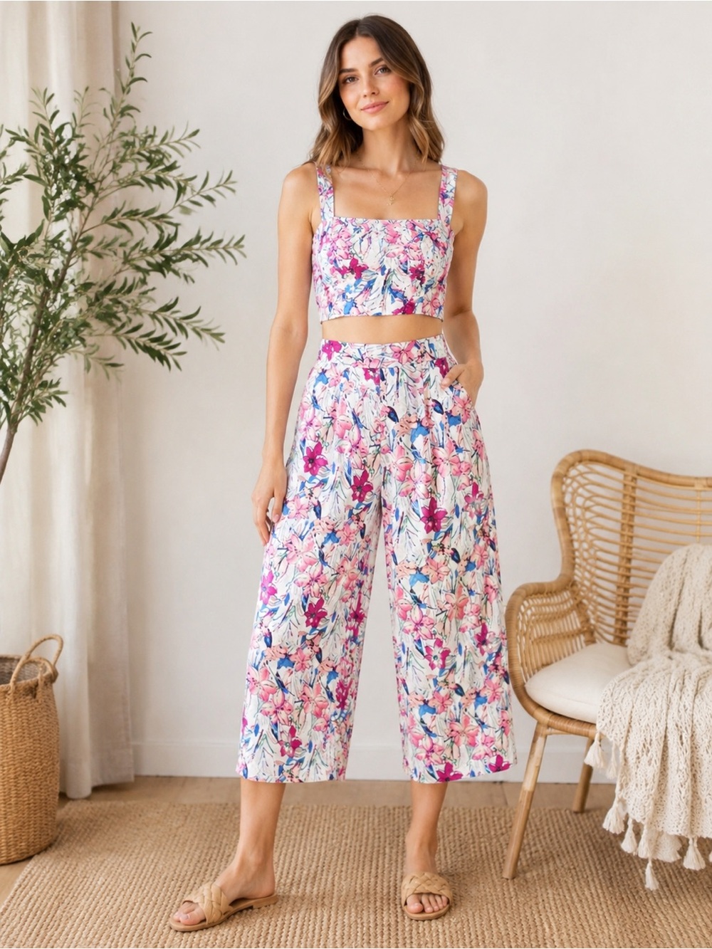 L’Atiste by Amy Floral Print Wide Leg Pant